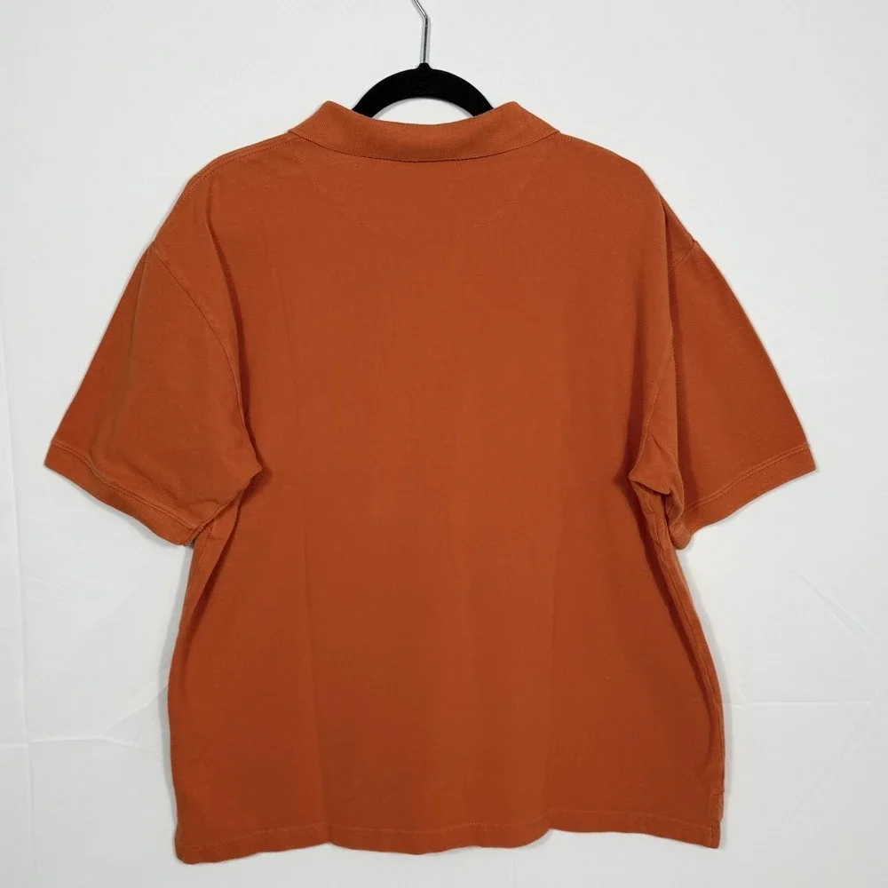 Disney Parks Polo Shirt Mens L Orange Mickey Mouse Embroidered‎ Short Sleeve